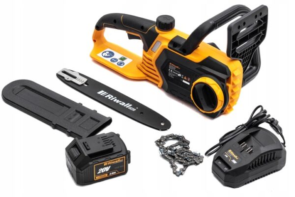 Pila-Pilarka-Lancuchowa-AKUMULATOROWA-BATERIA-4Ah-Przecinarka-20V-Galeziowa-Zawartosc-zestawu-BATERIA-4Ah-PILARKA-Prowadnica-oslona-miecza-LADOWARKA-Lancuch