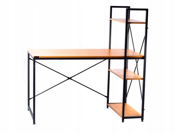 BIURKO-KOMPUTEROWE-LOFT-SZKOLNE-METAL-DREWNO-Z-REGALEM-I-POLKAMI-GAMINGOWE-Ksztalt-blatu-prostokatny