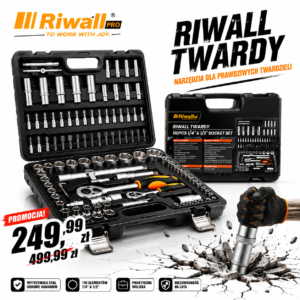 Zestaw kluczy nasadowych Riwall Twardy 110 el. 1/2″ 1/4″
