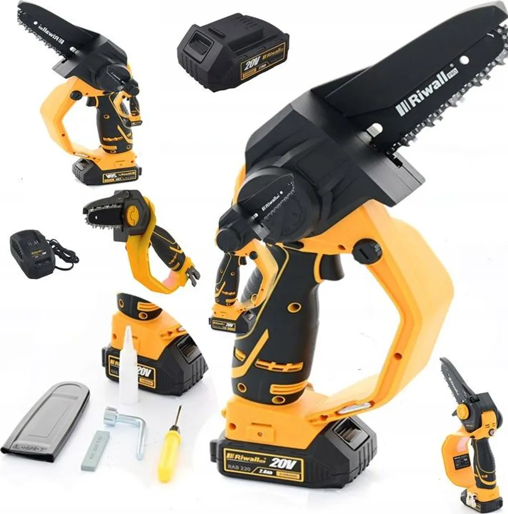 Piła Łańcuchowa Riwall Pro RAHS 1820i Set Akumulatorowa 20V Mocna Pilarka Gałęziówka