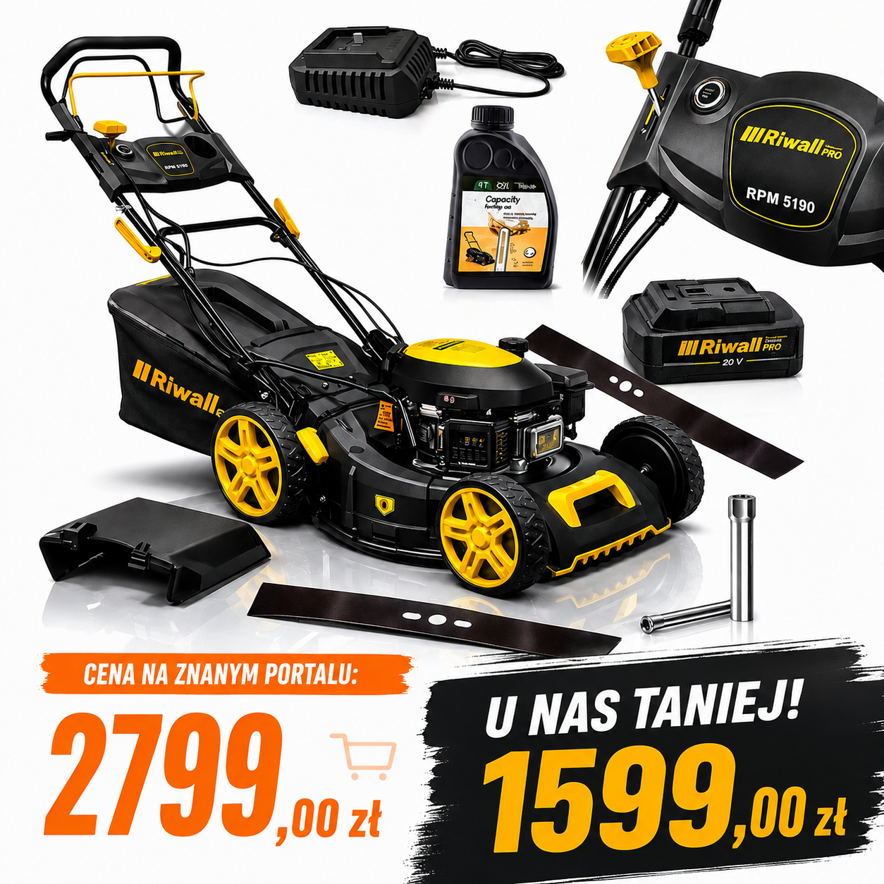 Kosiarka spalinowa z napędem Riwall RPM 5190i 51 cm 64 l e-start