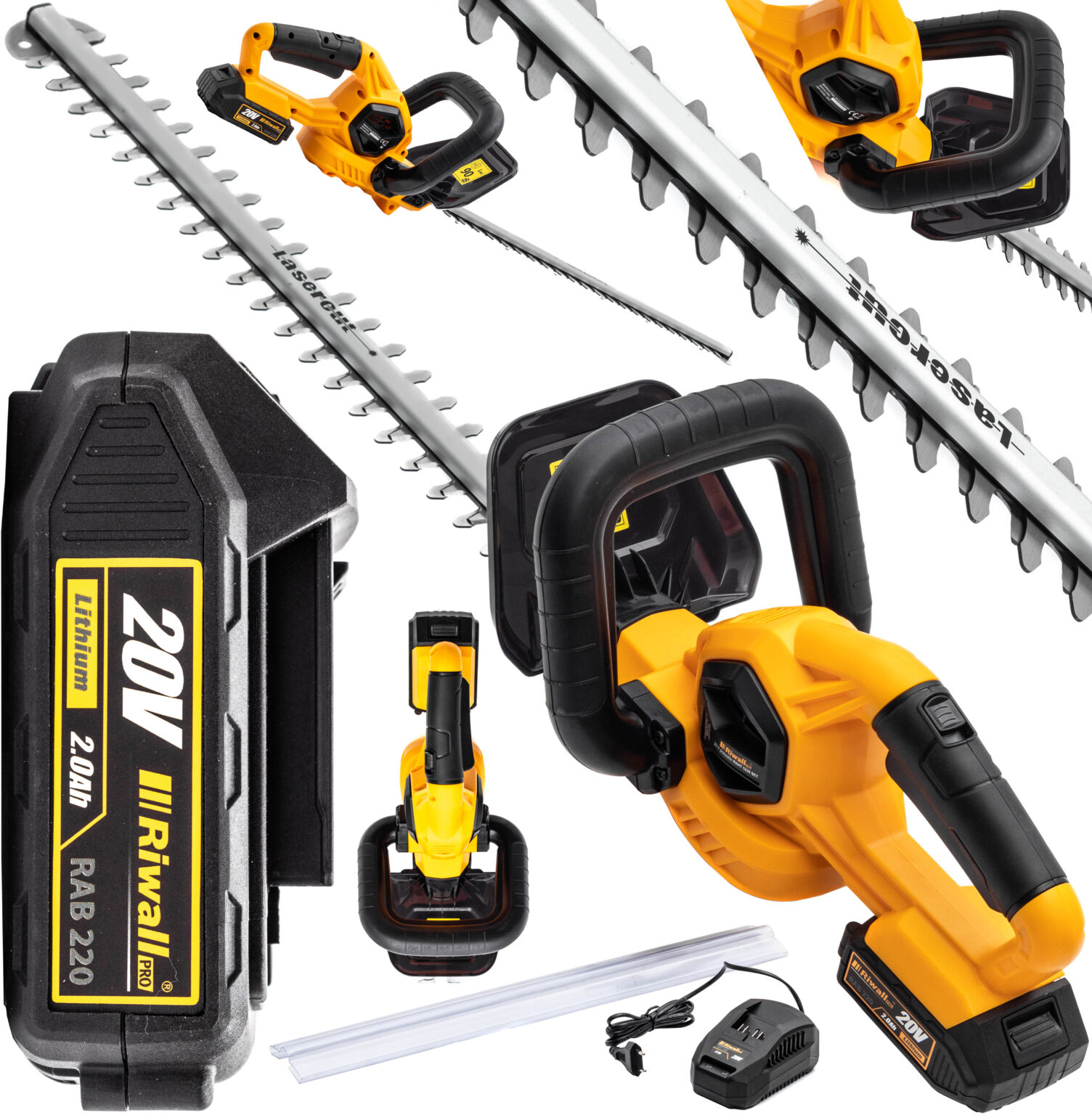 Nożyce akumulatorowe do żywopłotu Riwall RAHT 5220 SET – 52 cm, 20 V