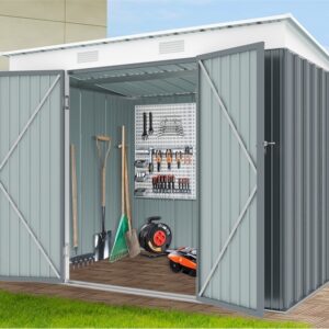 domek ogrodowy metalowy 240x180 cm Riwall PRO RMSP 6x8 antracyt 240x183x180 cm