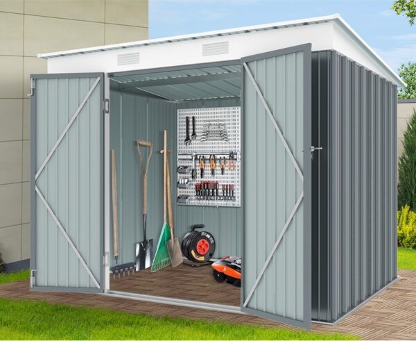 sm-f68k-h158-a pic2 domek ogrodowy metalowy 240x180 cm Riwall PRO RMSP 6x8 antracyt 240x183x180 cm