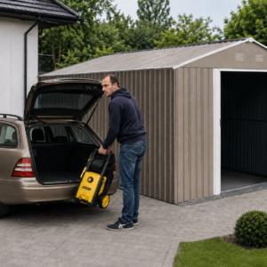 Metalowy domek ogrodowy 3x3,7 Riwall RMSA 12x10 Brown