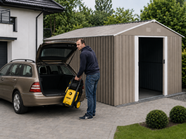 Metalowy domek ogrodowy 3x3,7 Riwall RMSA 12x10 Brown