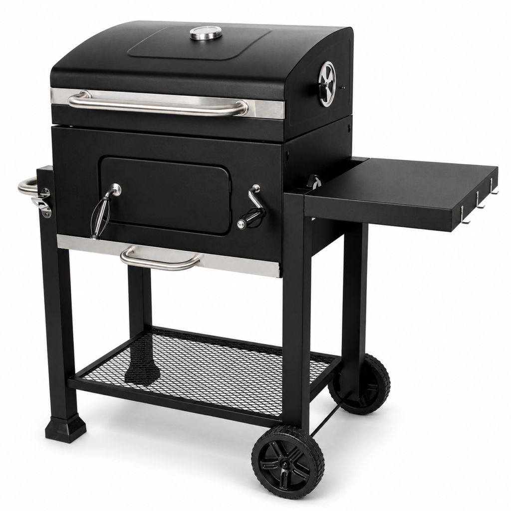 Grill węglowy z żeliwnym rusztem Riwall RCG 60 z pokrywą