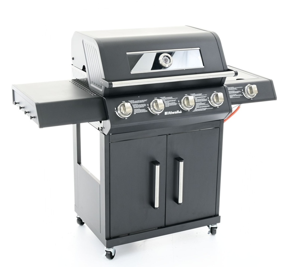 Grill gazowy Riwall PRO 17 kW 5 palników z żeliwnym rusztem 4+1