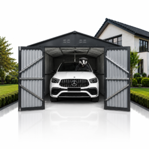 Garaż blaszany 3x6 m antracyt 602 x 300 x 232 cm Riwall PRO
