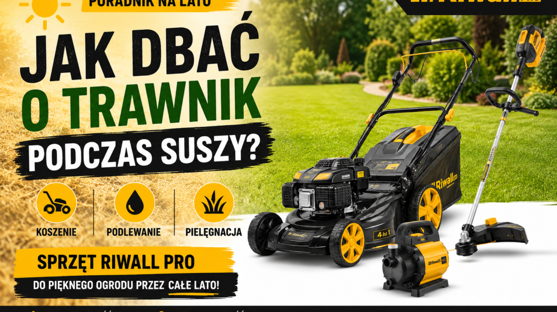 Jak dbać o trawnik podczas suszy – kosiarki i sprzęt ogrodowy Riwall PRO