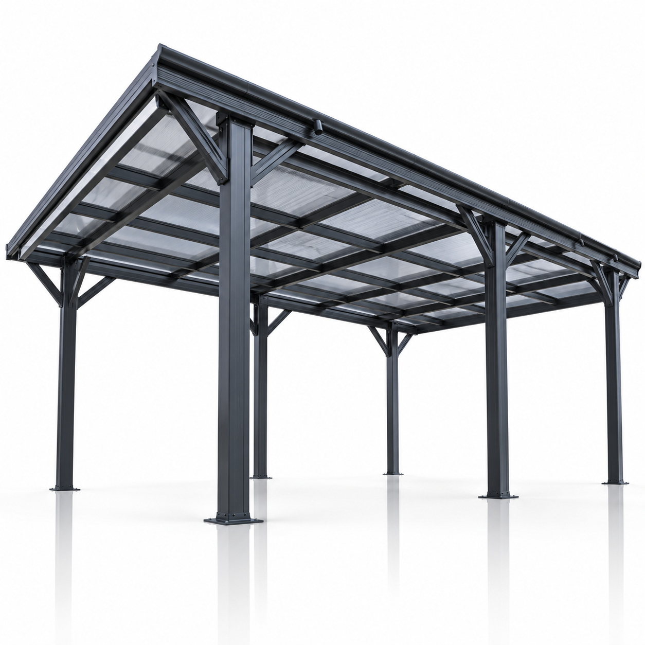RIWALL PRO Wiata Samochodowa Aluminiowa 5×3 m 15 m² RMCP Antracyt Poliwęglan